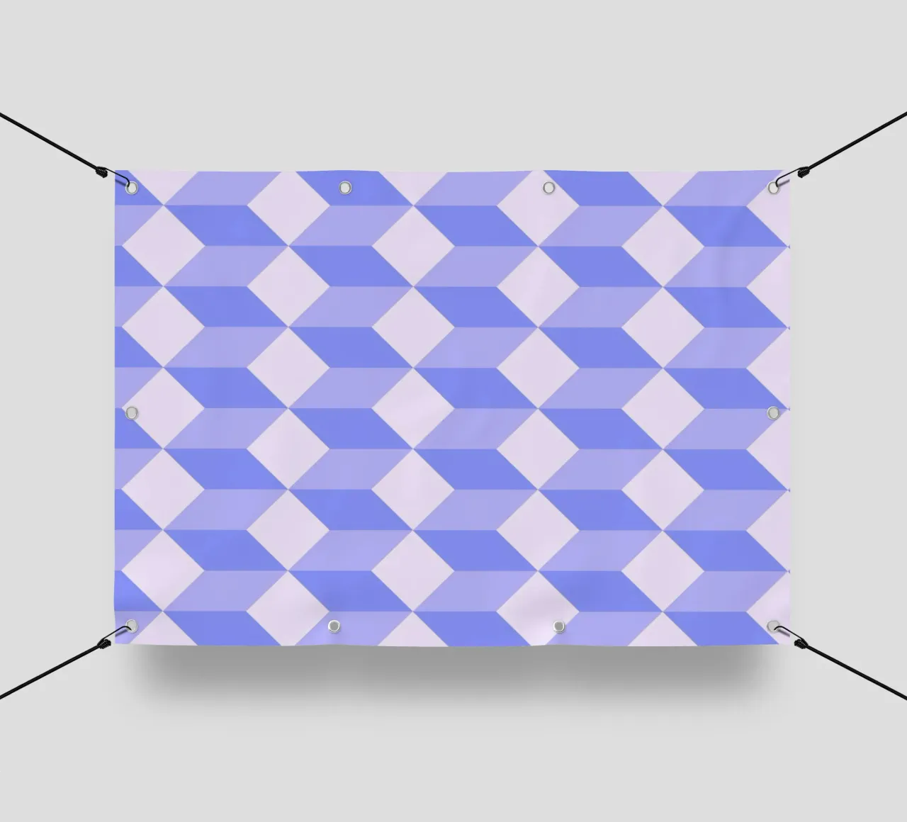 Stampa geometrica 3D a forma di cubo in viola telo in pvc da NorwesClub