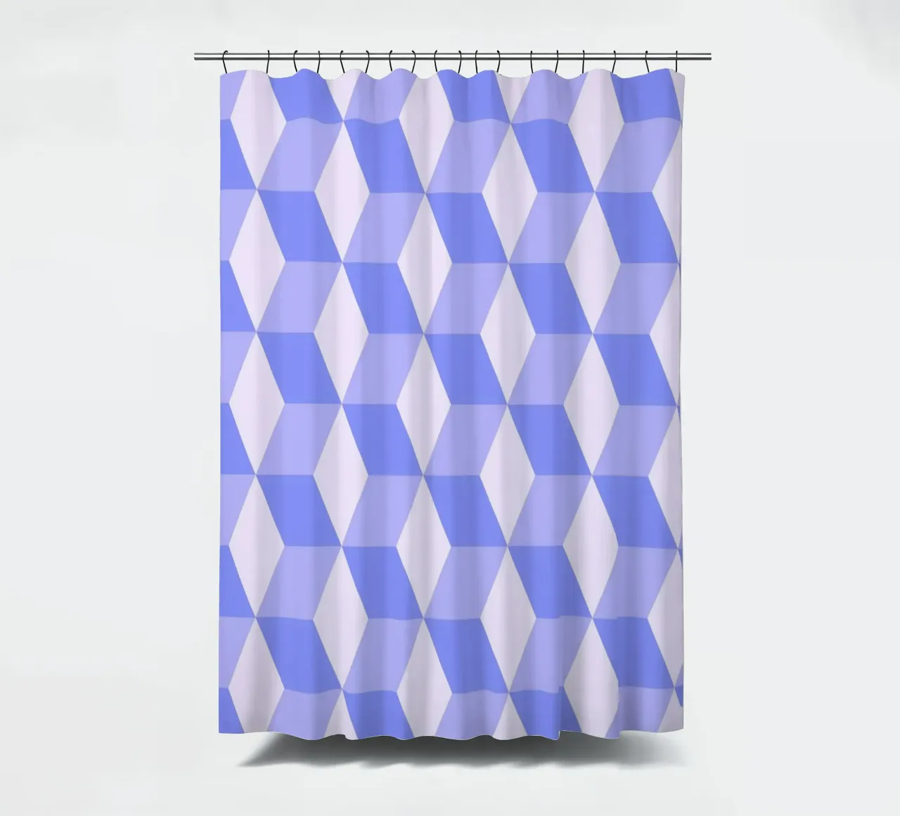 Geometric 3D Cube Pattern Purple Print shower curtain by NorwesClub