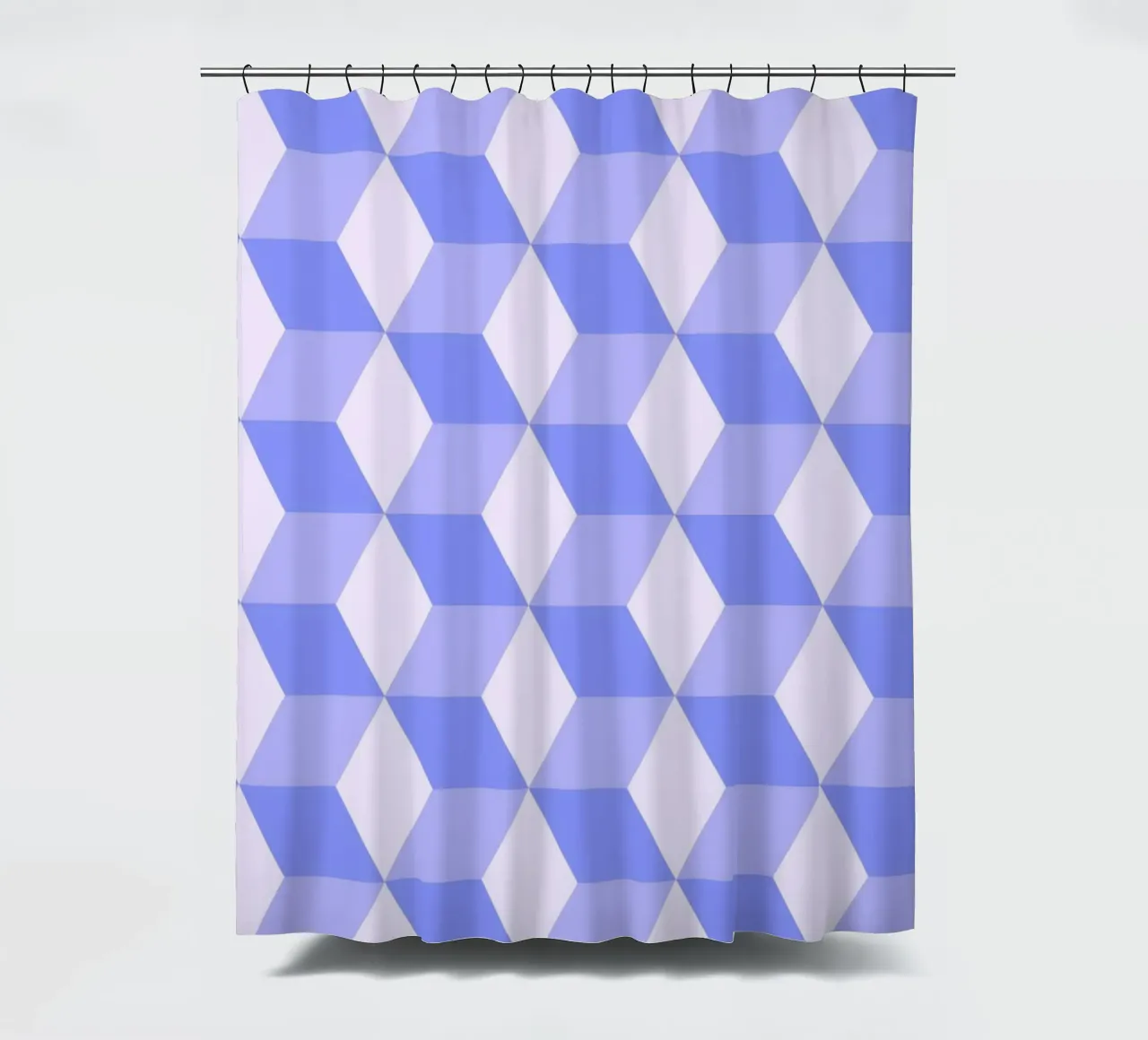 Geometric 3D Cube Pattern Purple Print shower curtain by NorwesClub