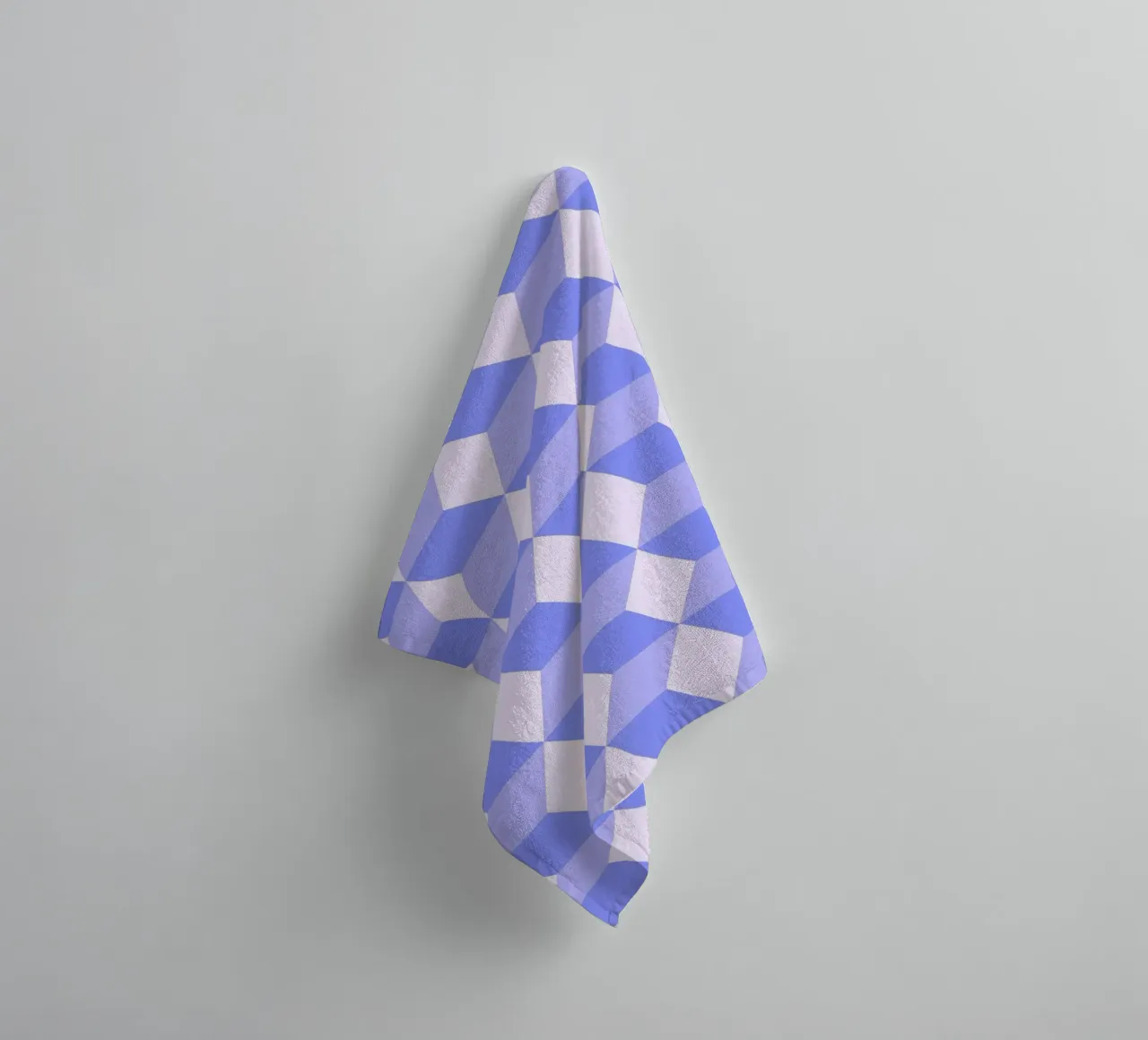 Geometric 3D Cube Pattern Purple Print towel by NorwesClub