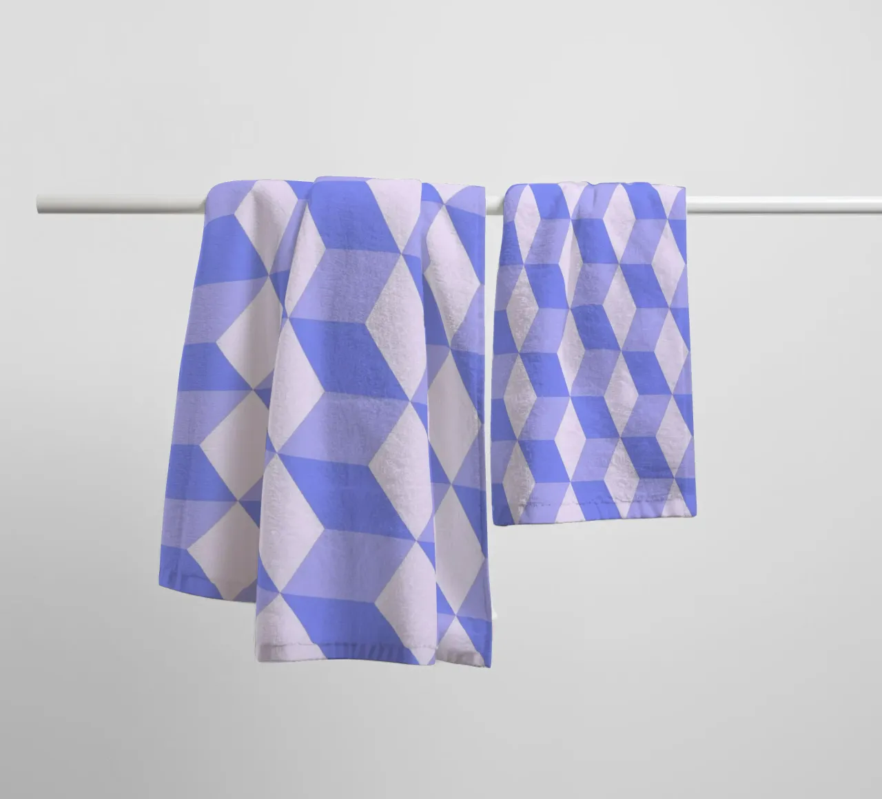 Geometric 3D Cube Pattern Purple Print towel by NorwesClub