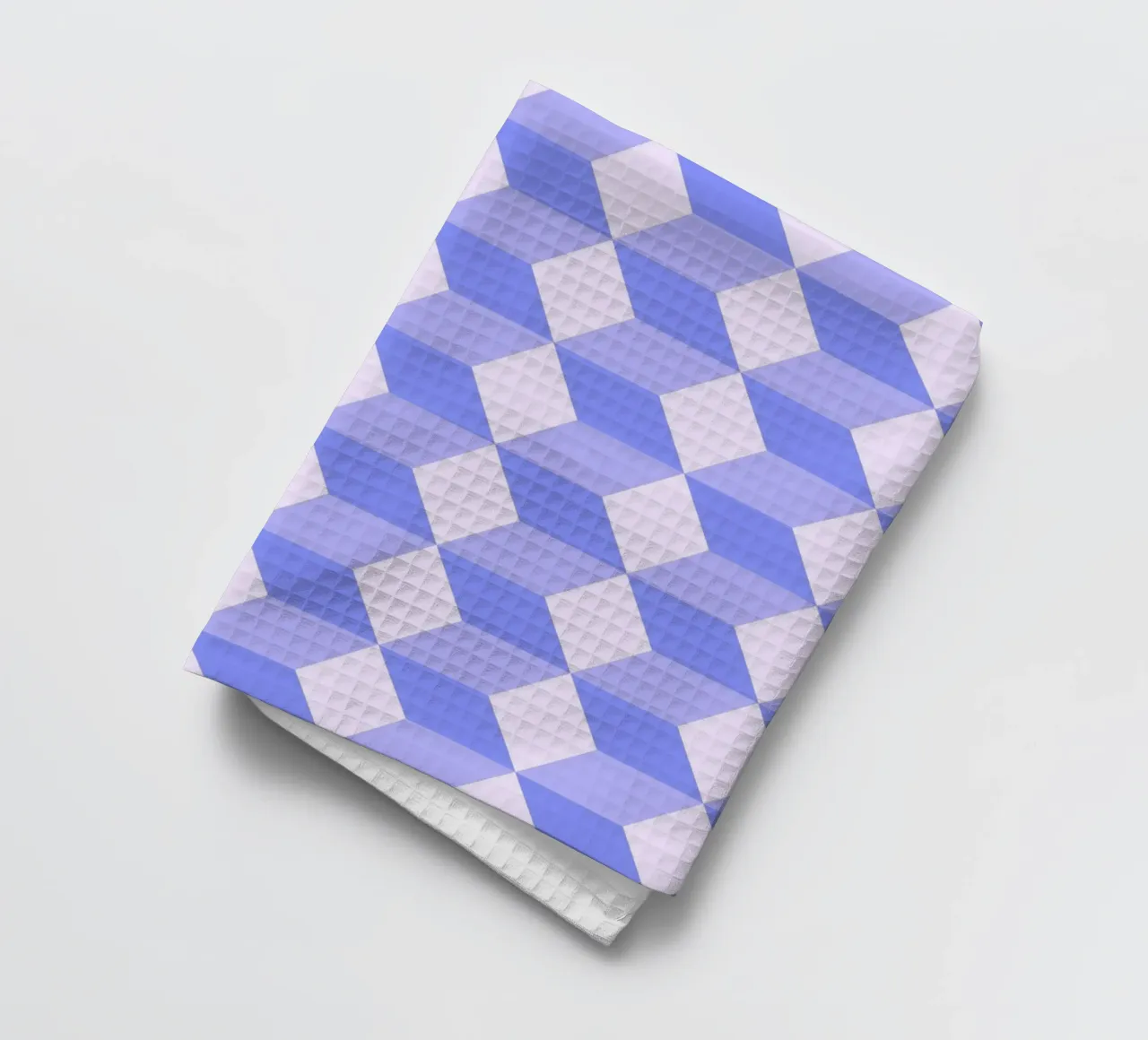 Stampa geometrica 3D a forma di cubo in viola canovaccio da cucina da NorwesClub