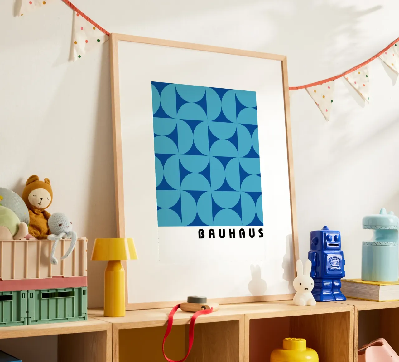 Bauhaus Geometric Pattern Azul Teal Print poster de NorwesClub