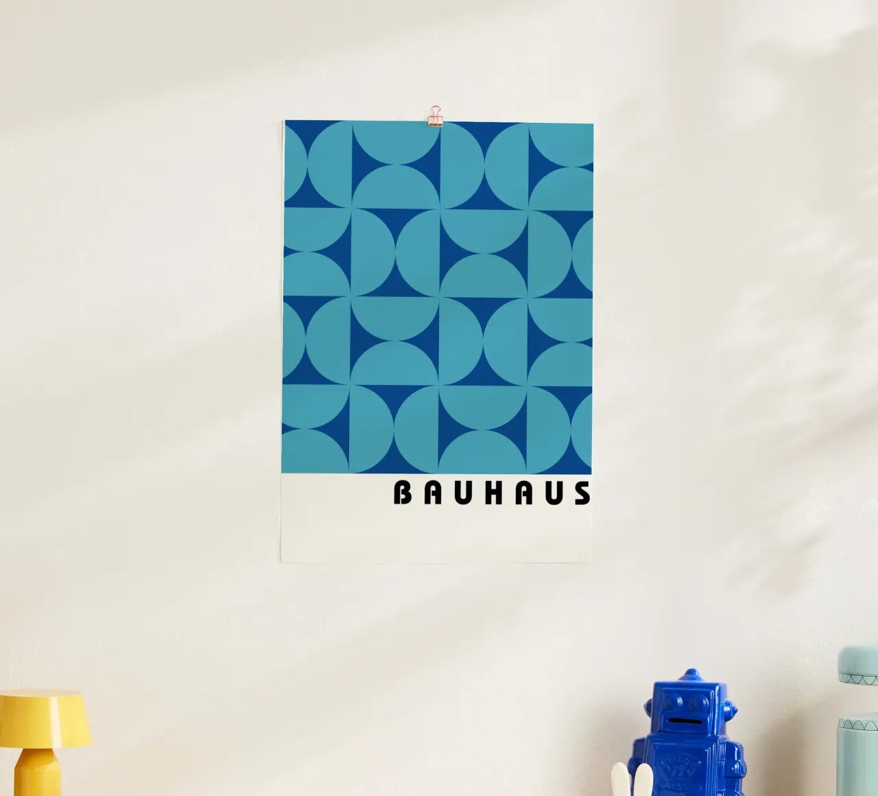 Bauhaus Geometric Pattern Azul Teal Print poster de NorwesClub