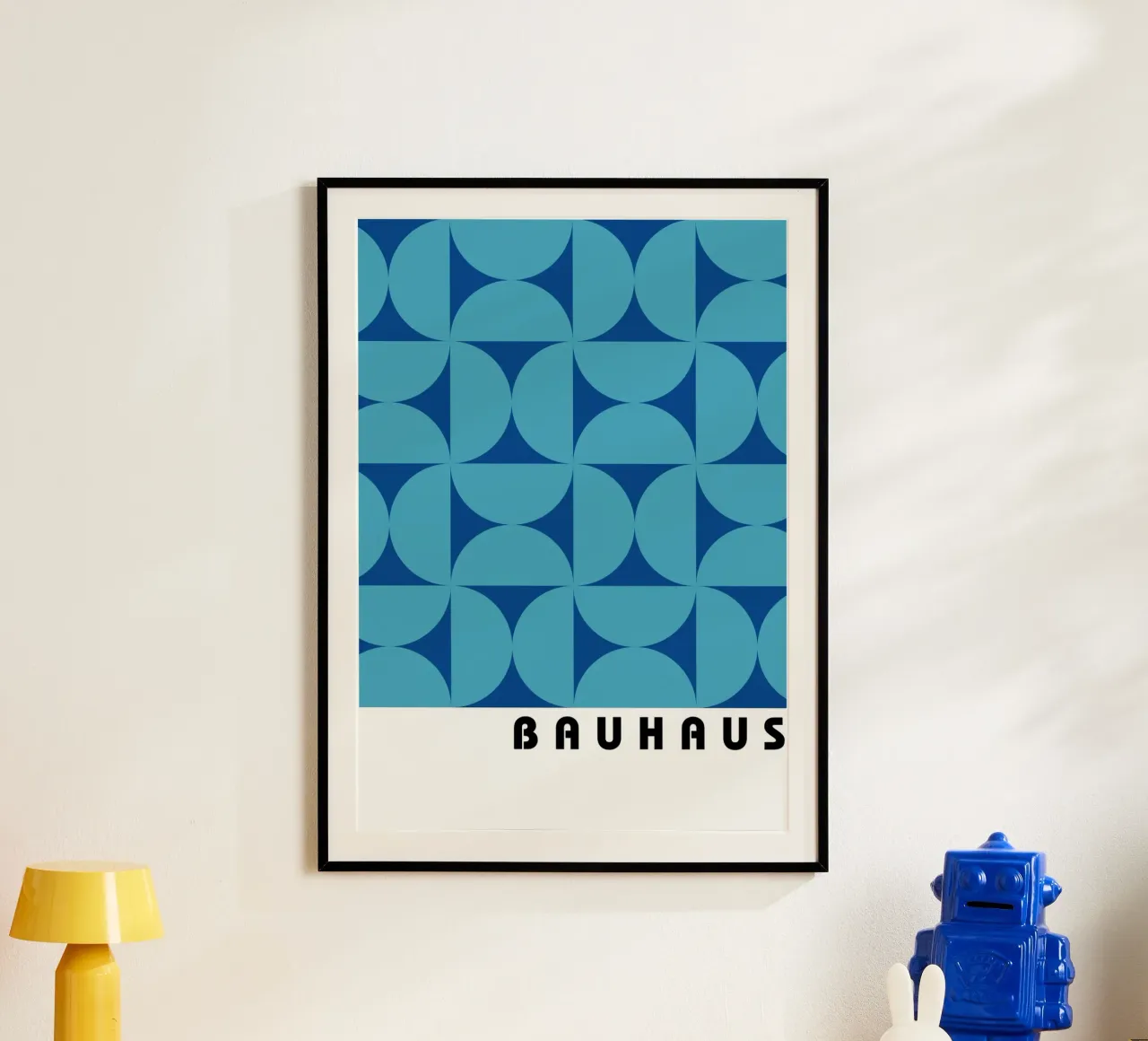 Bauhaus Geometric Pattern Azul Teal Print poster de NorwesClub