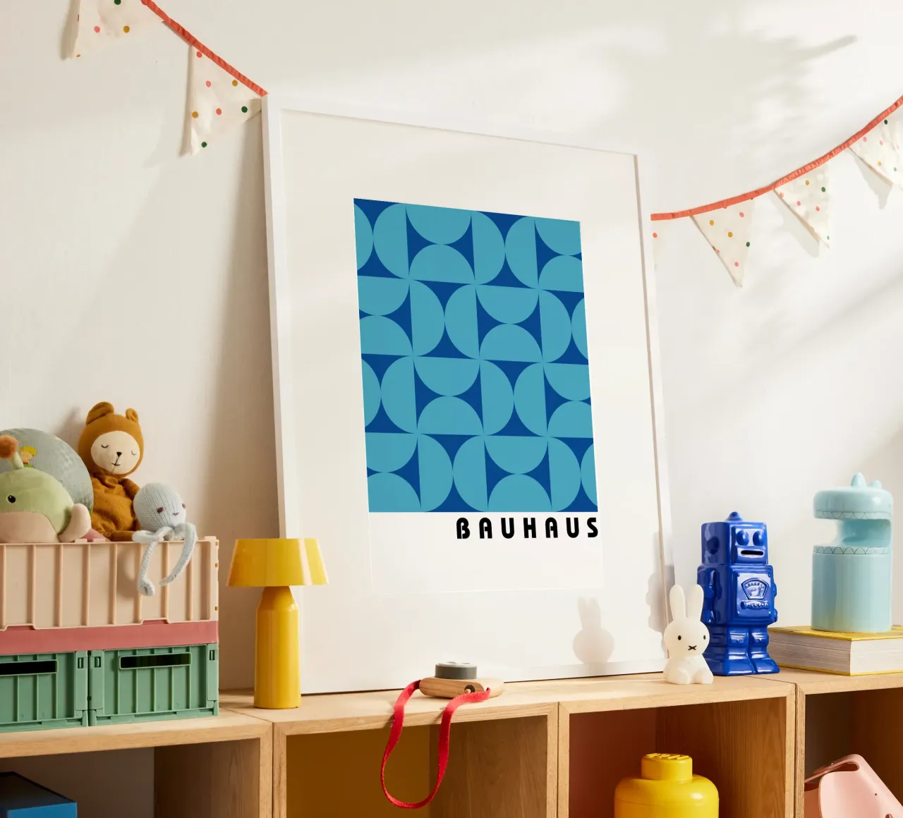 Bauhaus Geometric Pattern Azul Teal Print poster de NorwesClub