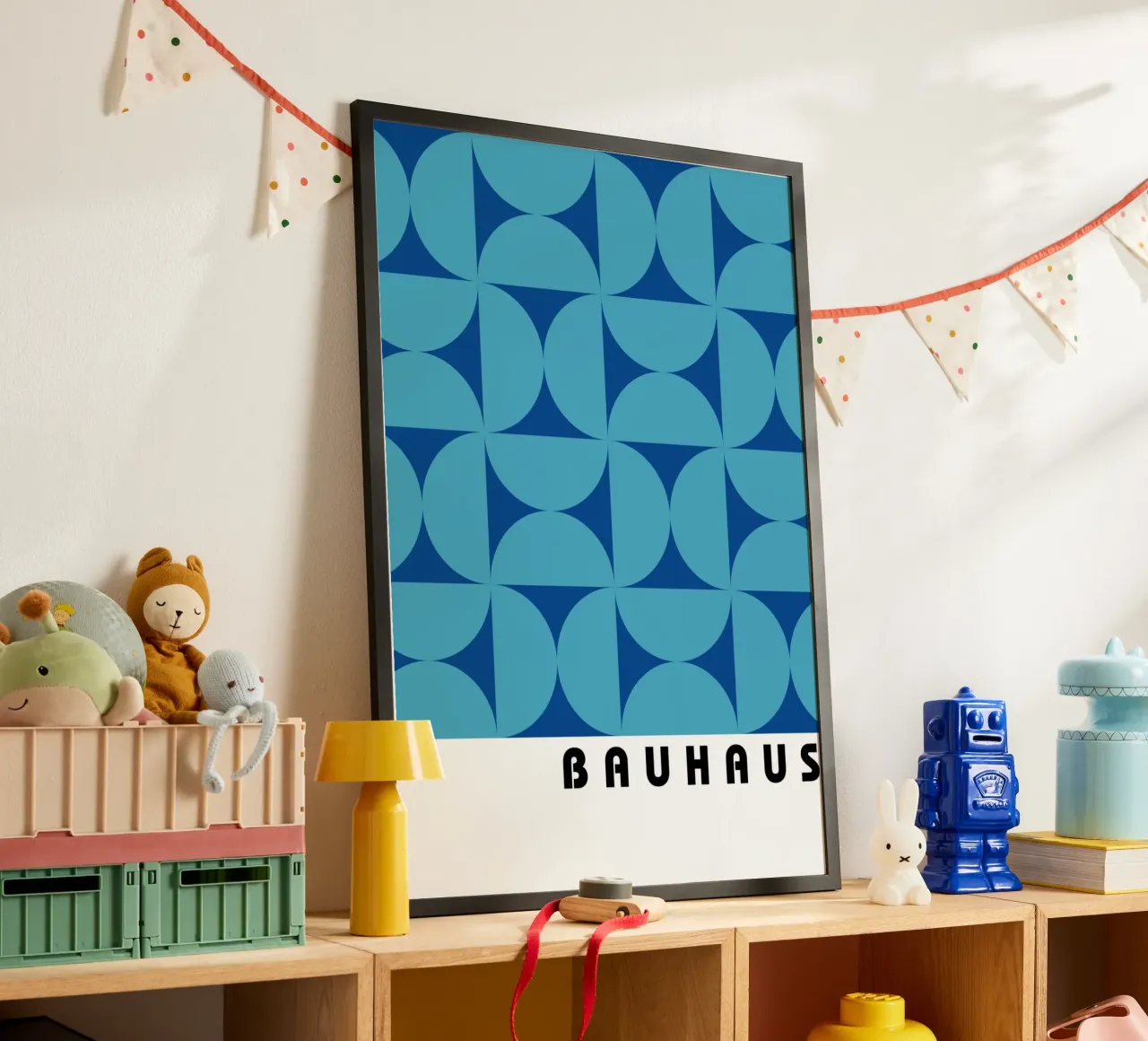 Bauhaus Geometric Pattern Azul Teal Print poster de NorwesClub
