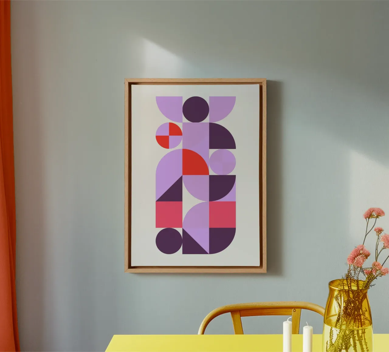 Geometrische compositie, abstracte kunst poster canvas met Baklijst van NorwesClub