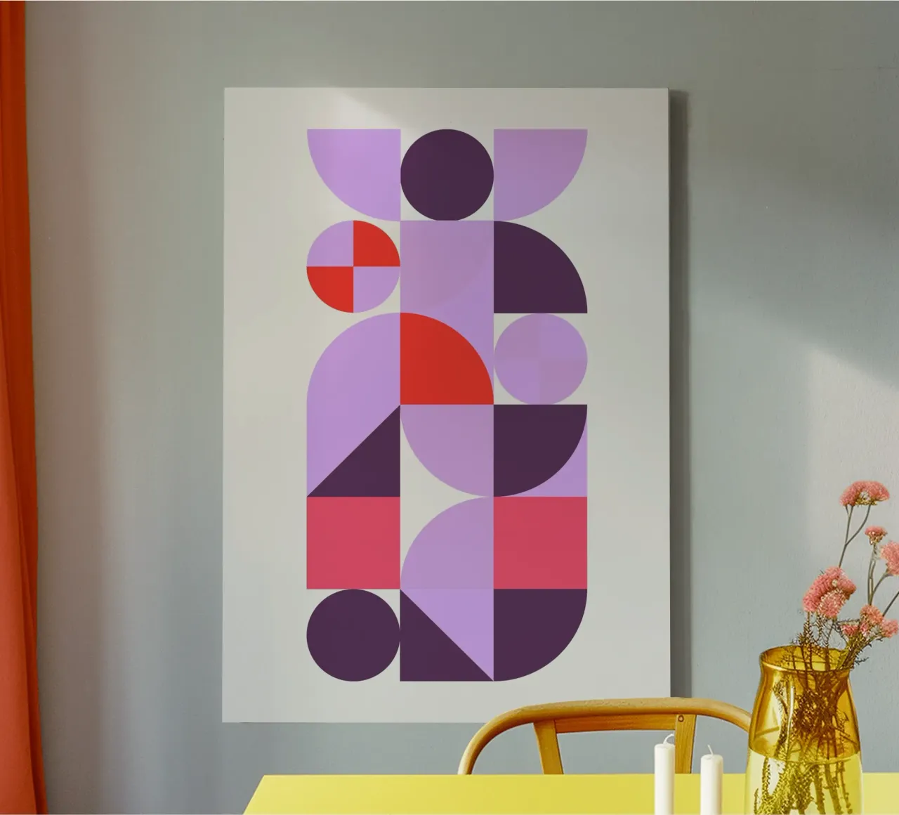 Geometrische compositie, abstracte kunst poster canvas met Baklijst van NorwesClub