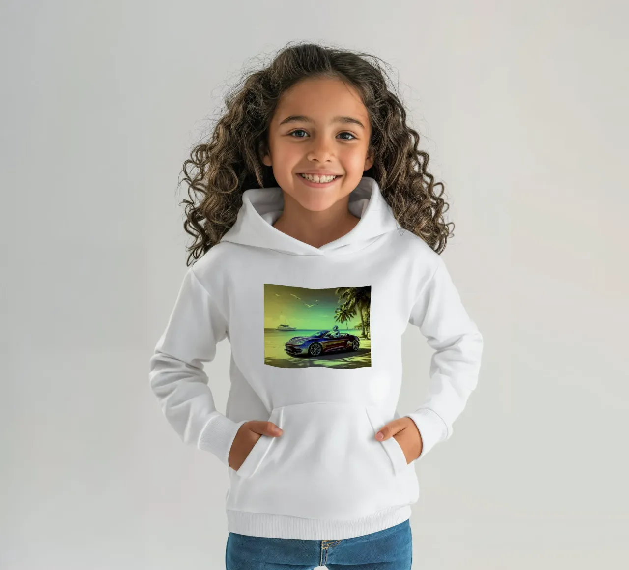 ROBOT AU VOLANT. Jaune. felpa bambino con cappuccio da Thierry vobmann photography