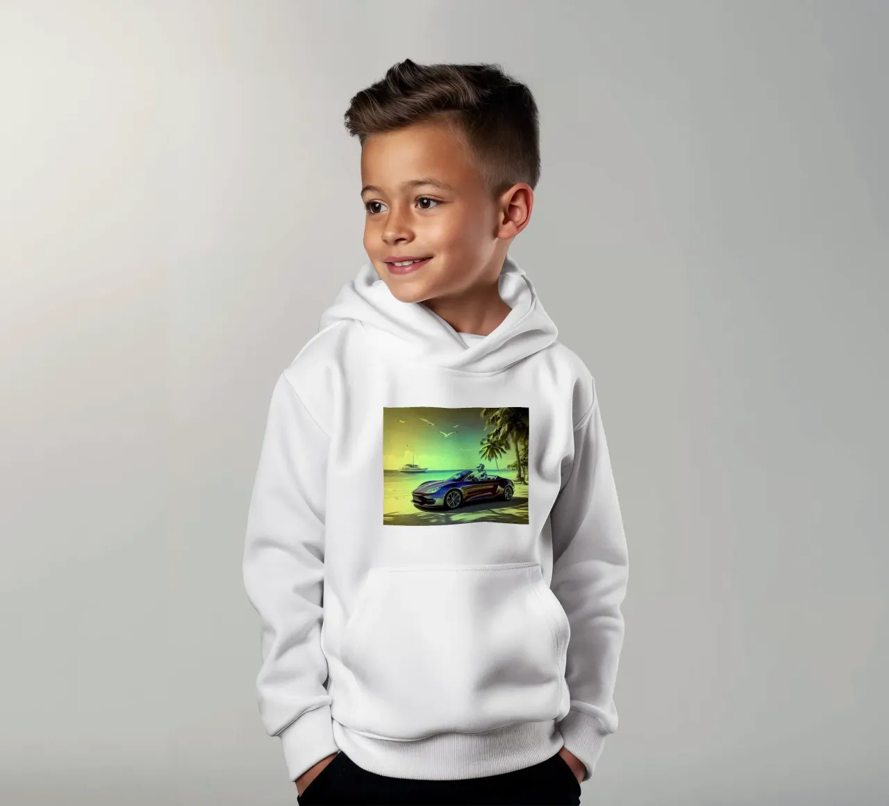 ROBOT AU VOLANT. Jaune. felpa bambino con cappuccio da Thierry vobmann photography