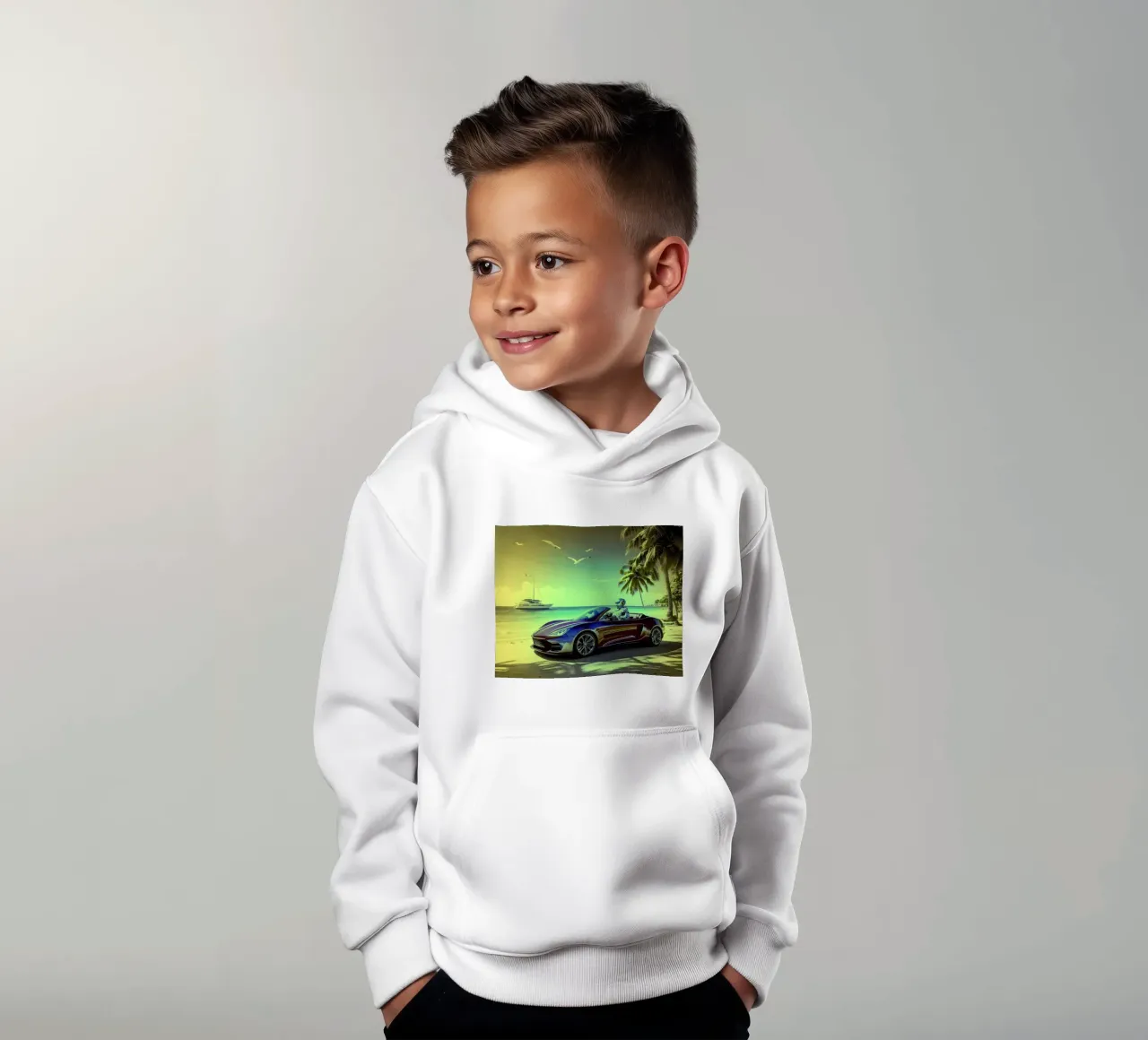 ROBOT AU VOLANT. Jaune. sudadera con capucha para niño de Thierry vobmann photography