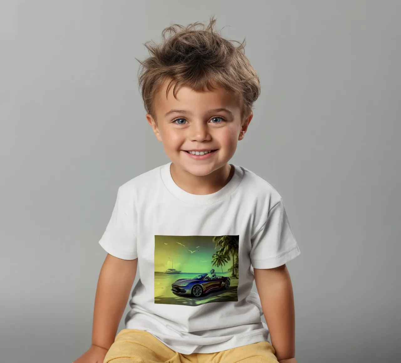 ROBOT AU VOLANT. Jaune. t-shirt bambini da Thierry vobmann photography