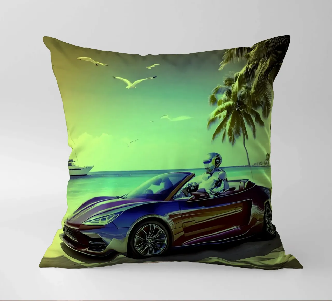 ROBOT AU VOLANT. Jaune. kussen van Thierry vobmann photography