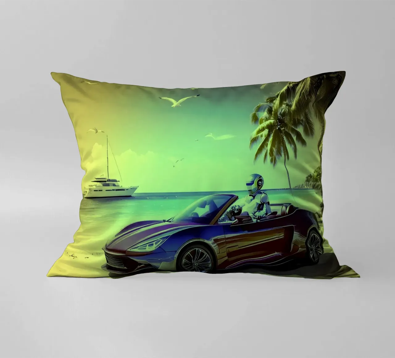 ROBOT AU VOLANT. Jaune. kussen van Thierry vobmann photography