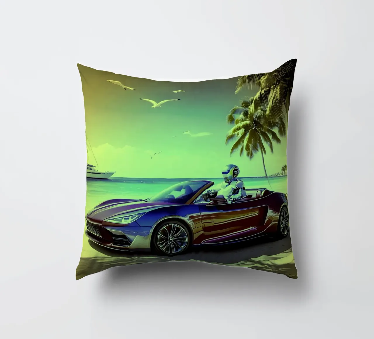 ROBOT AU VOLANT. Jaune. kussen van Thierry vobmann photography