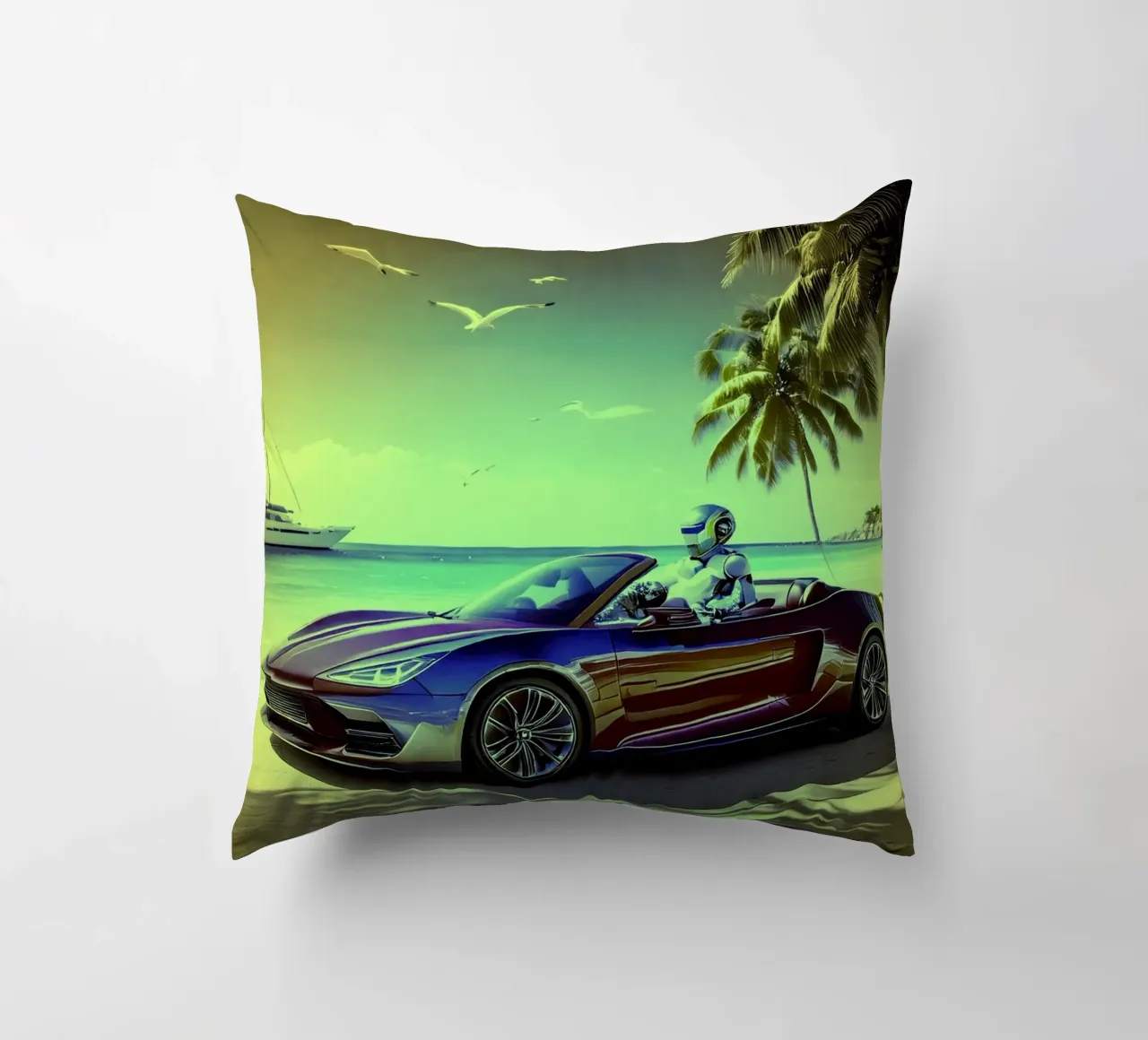 ROBOT AU VOLANT. Jaune. kussen van Thierry vobmann photography