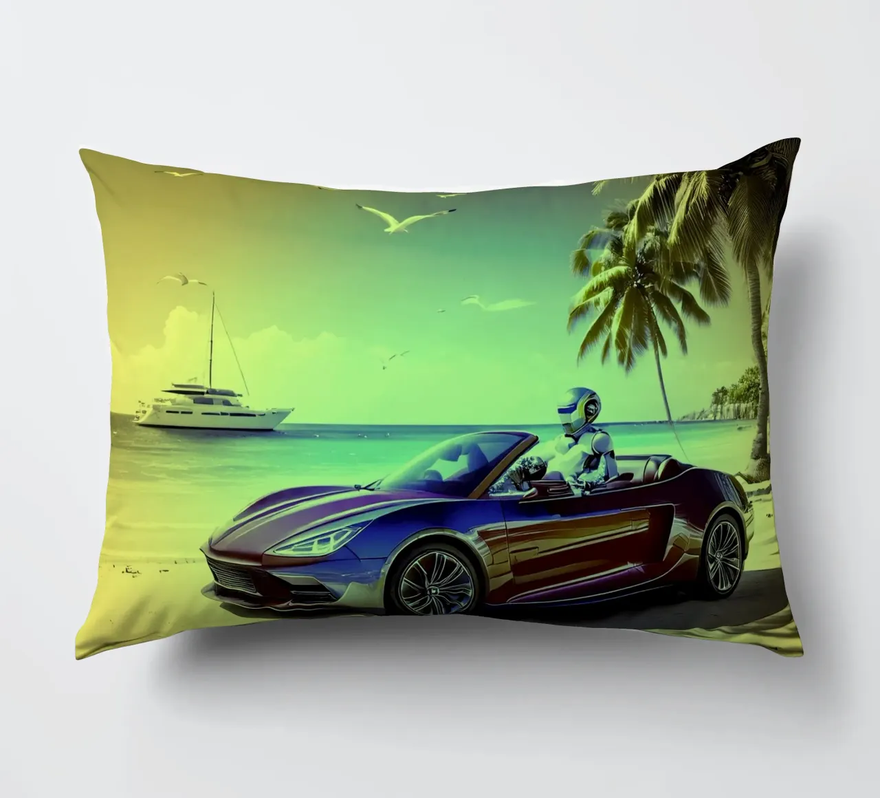 ROBOT AU VOLANT. Jaune. kussen van Thierry vobmann photography