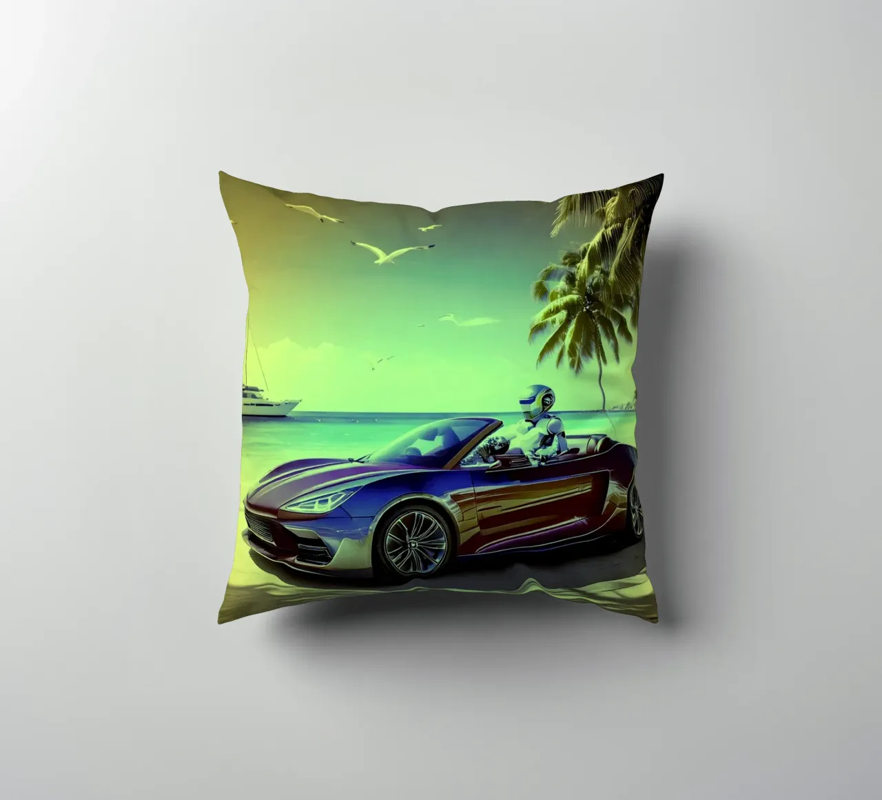 ROBOT AU VOLANT. Jaune. kussen van Thierry vobmann photography