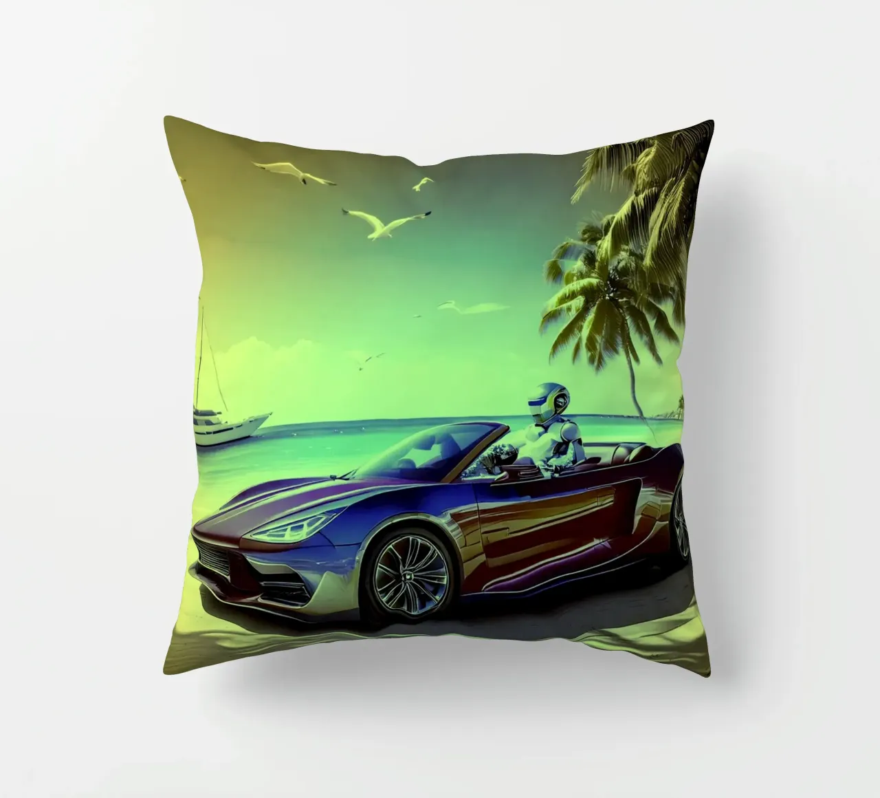 ROBOT AU VOLANT. Jaune. kussen van Thierry vobmann photography