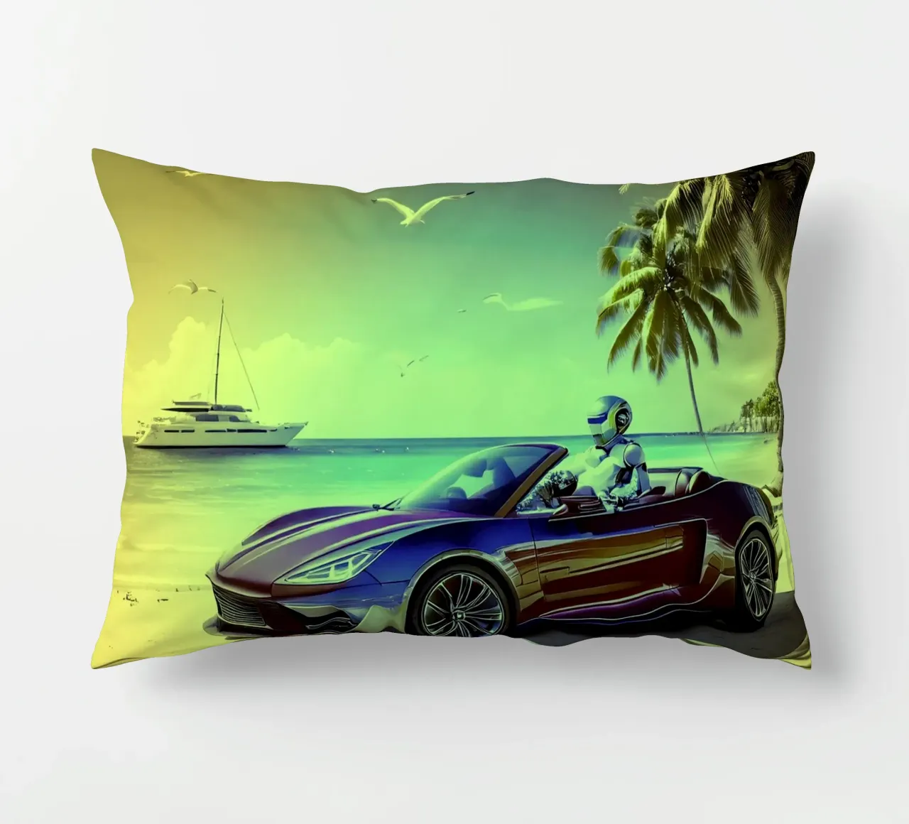 ROBOT AU VOLANT. Jaune. kussen van Thierry vobmann photography