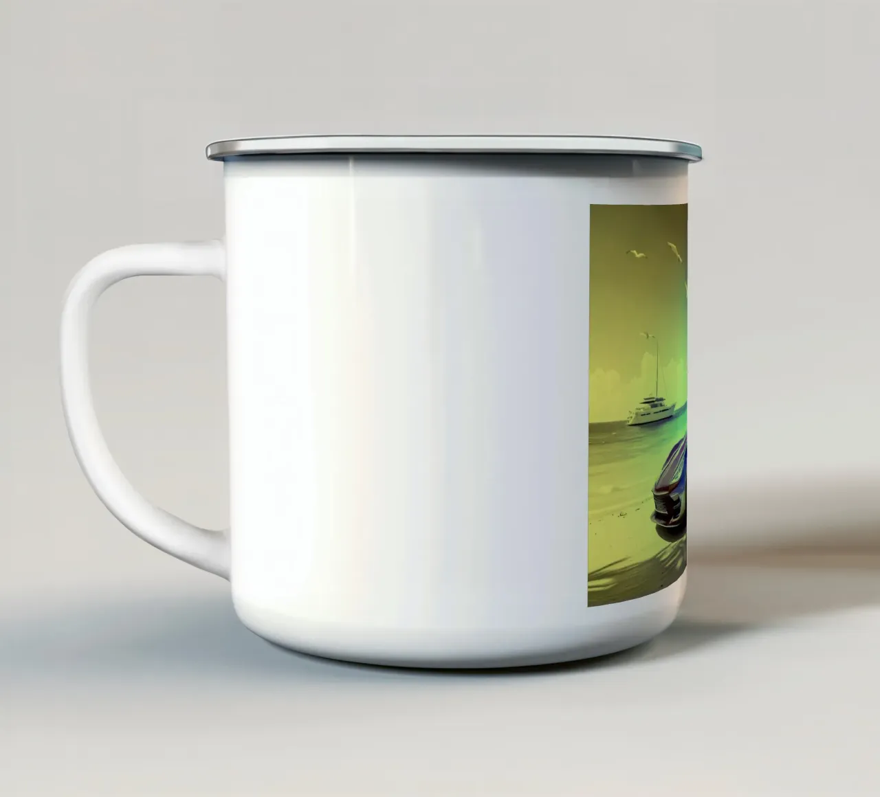 ROBOT AU VOLANT. Jaune. tazza in smalto da Thierry vobmann photography