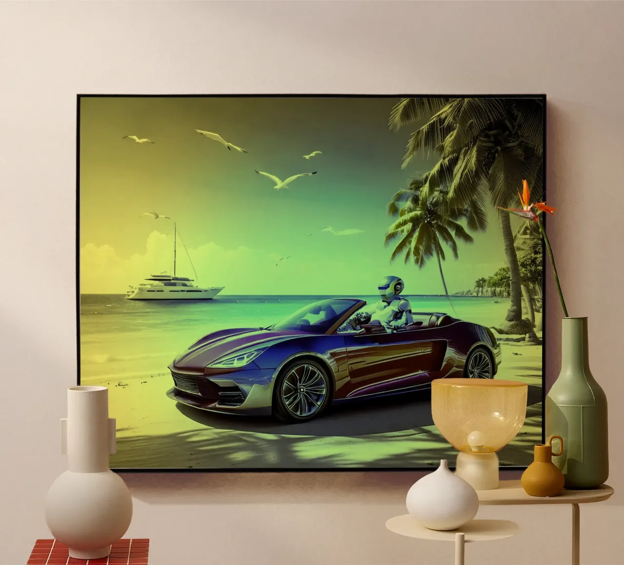 ROBOT AU VOLANT. Jaune. plexiglass da Thierry vobmann photography