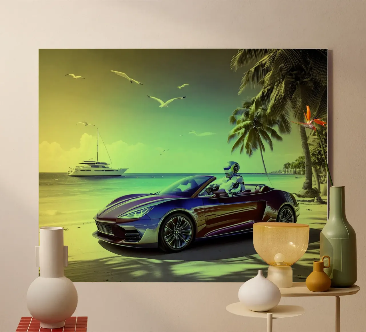 ROBOT AU VOLANT. Jaune. plexiglass da Thierry vobmann photography