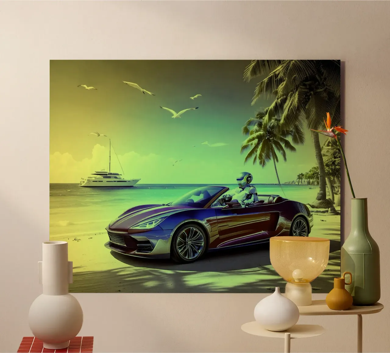 ROBOT AU VOLANT. Jaune. alluminio dibond da Thierry vobmann photography