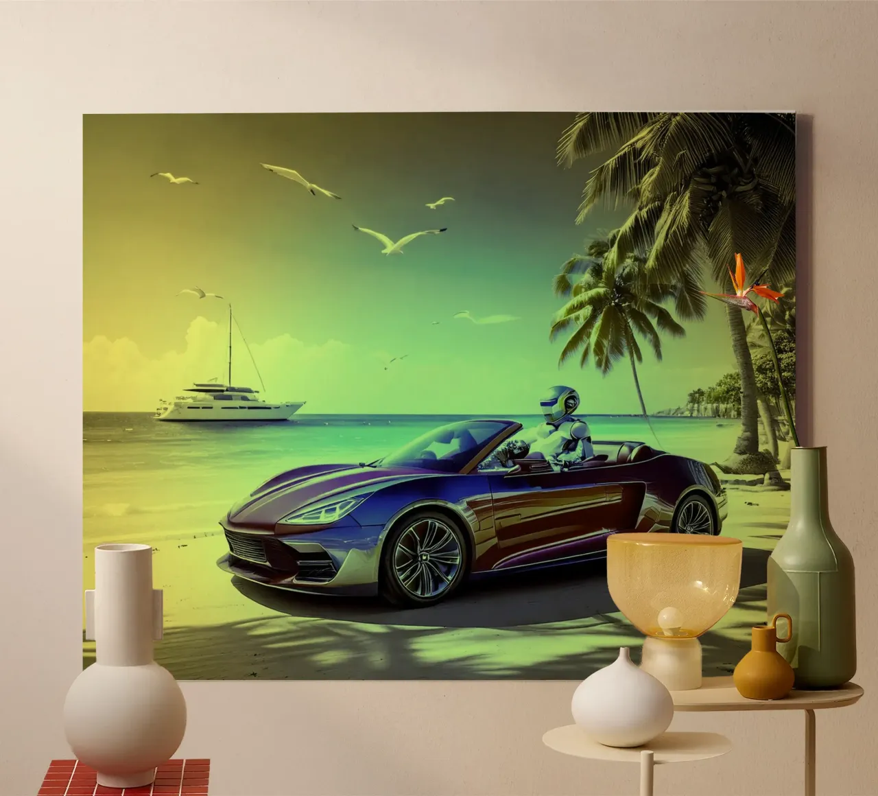 ROBOT AU VOLANT. Jaune. tela da Thierry vobmann photography