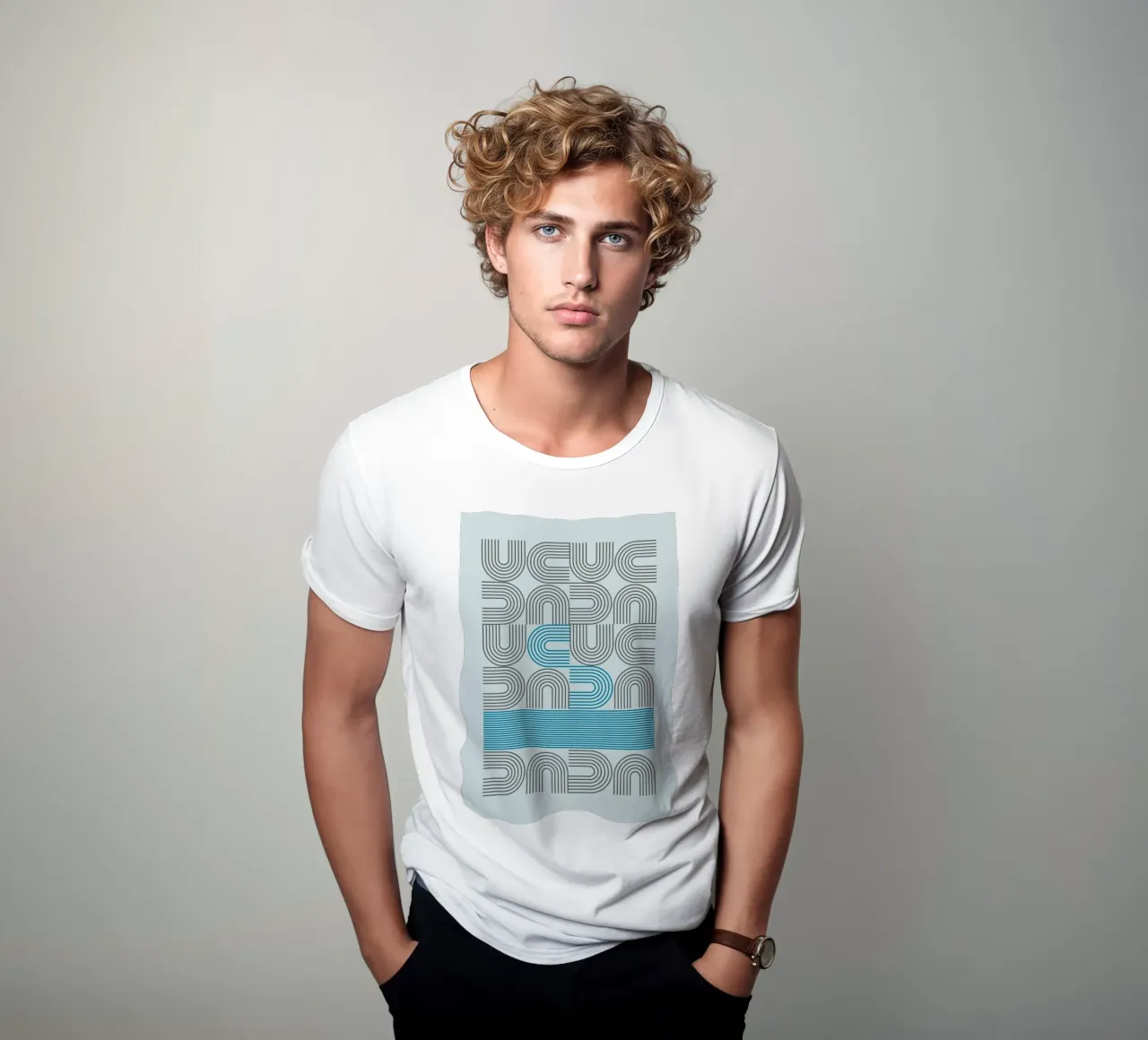 Stampa murale Op Art Arches Line Pattern t-shirt da NorwesClub