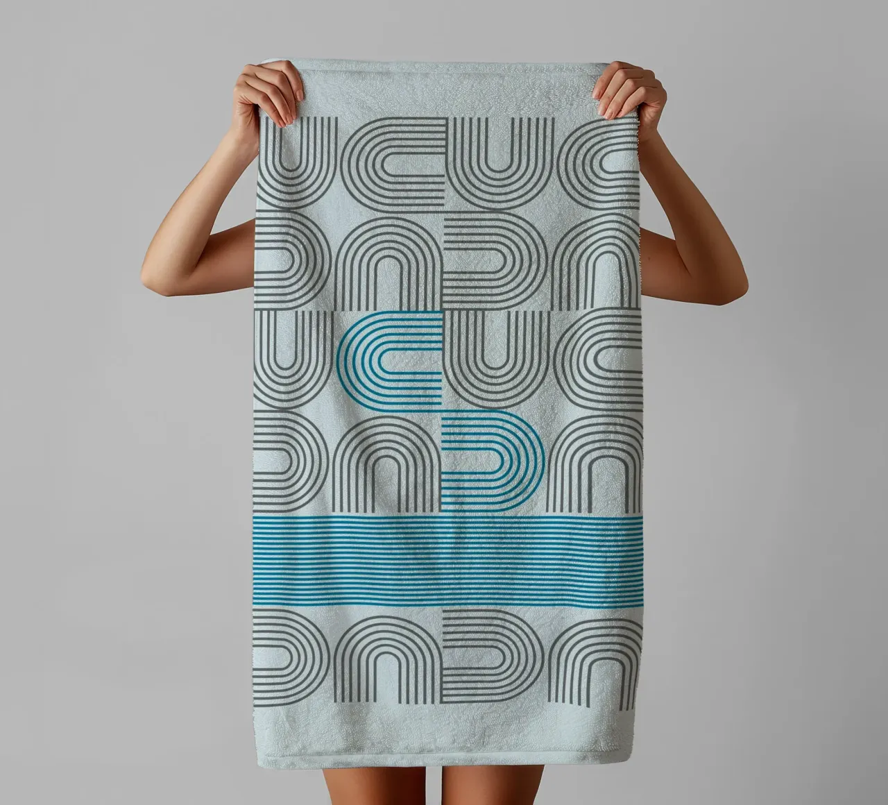 Op Art Arches Line Pattern Wall Print towel by NorwesClub