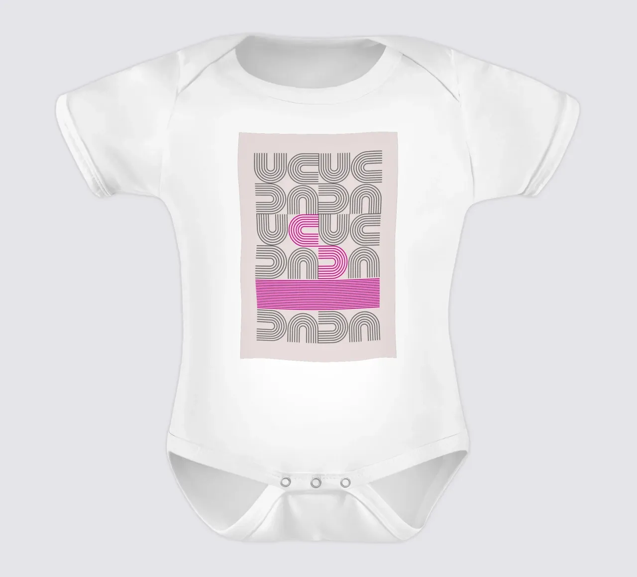 Poster Op Art Arches Pink Line Pattern body neonato maniche corte da NorwesClub