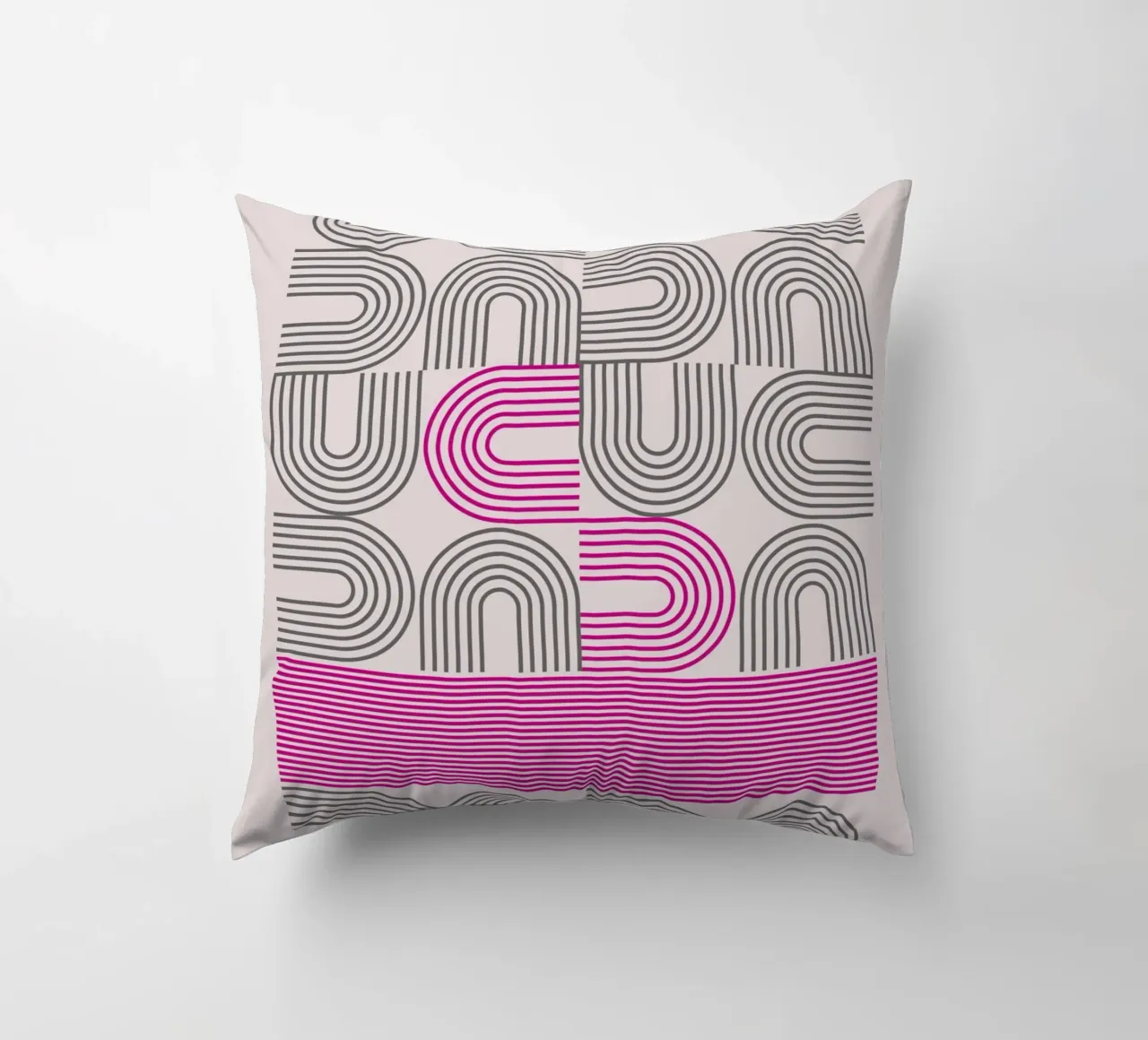Poster Op Art Arches Pink Line Pattern cuscino da NorwesClub