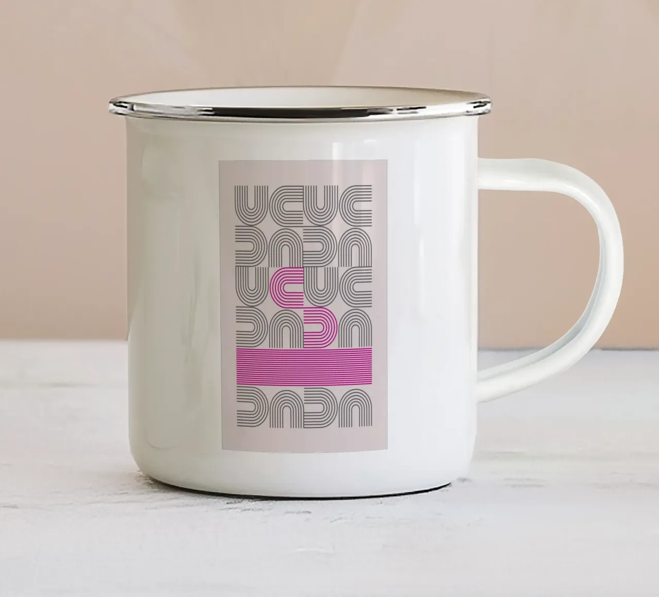 Poster Op Art Arches Pink Line Pattern tazza in smalto da NorwesClub