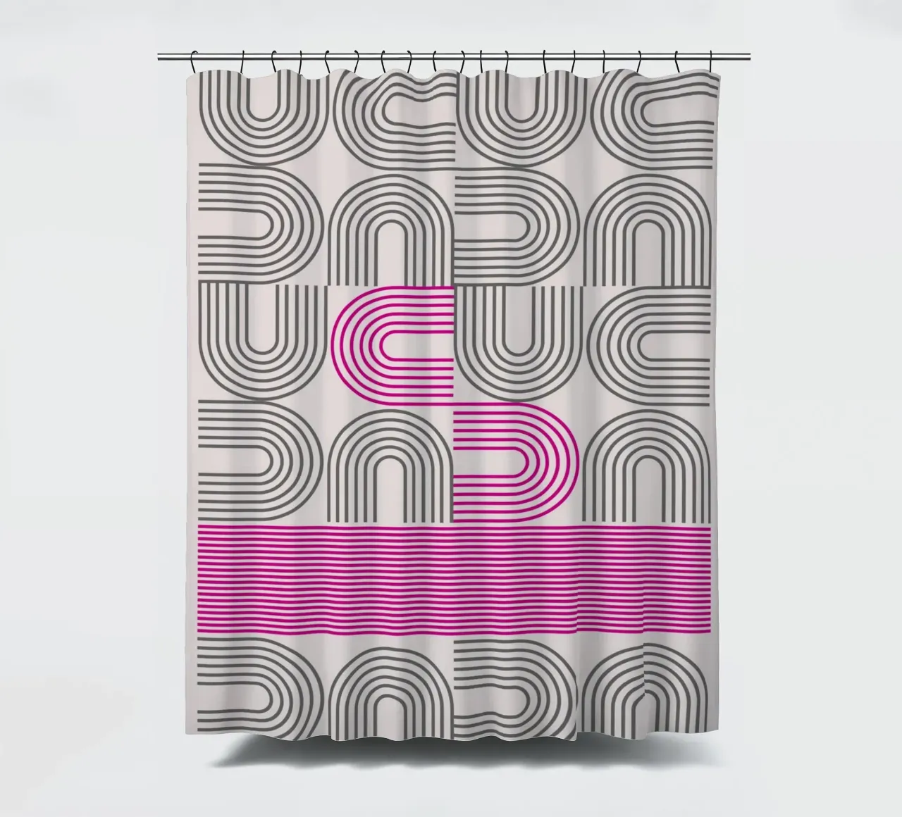 Poster Op Art Arches Pink Line Pattern tenda da doccia da NorwesClub