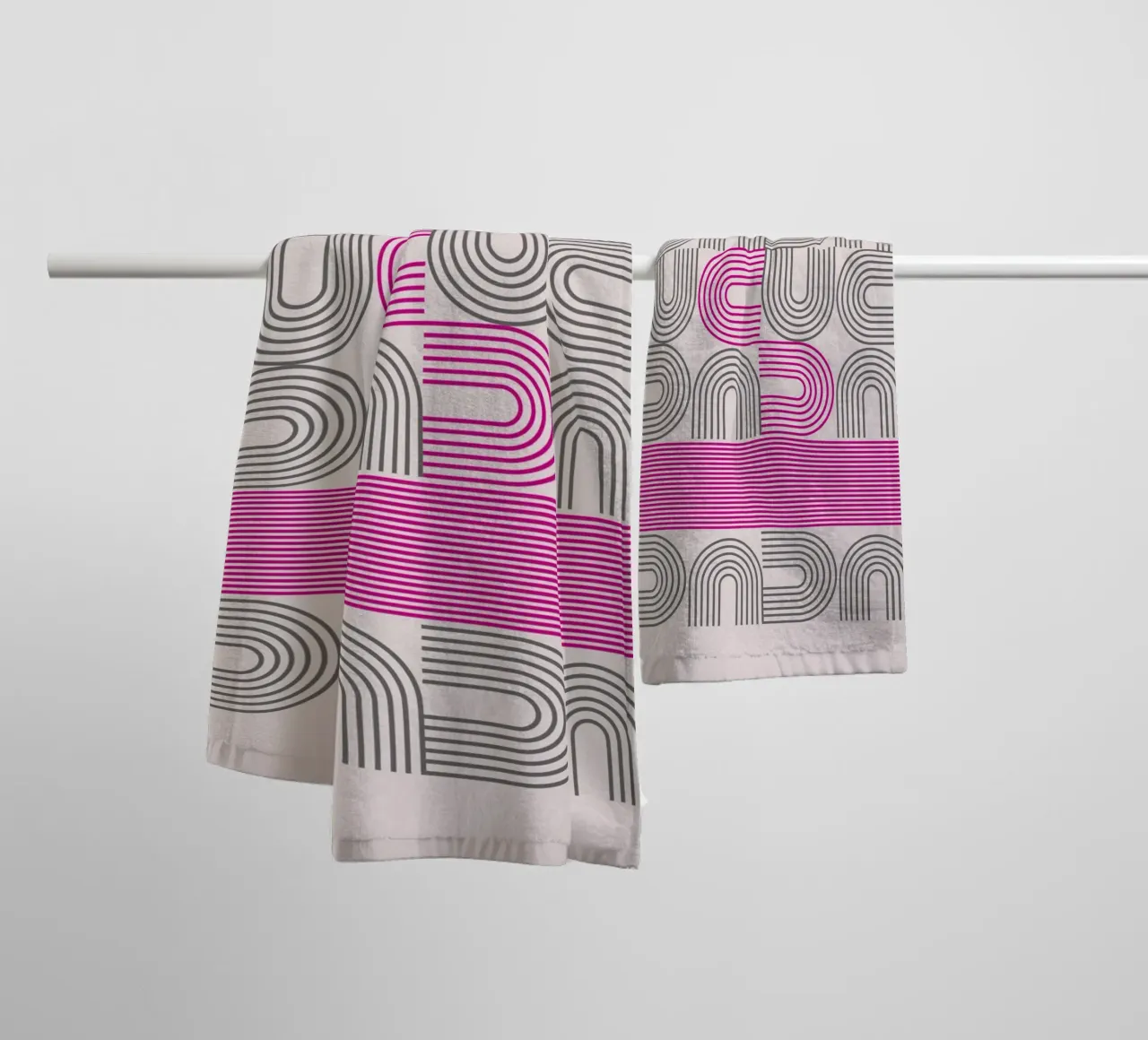 Poster Op Art Arches Pink Line Pattern asciugamano da bagno da NorwesClub