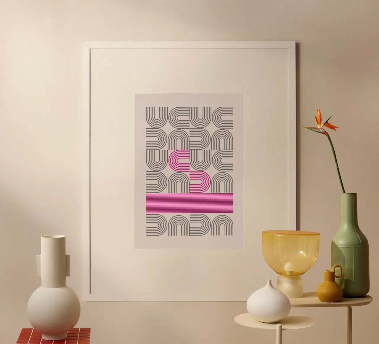 Poster Op Art Arches Pink Line Pattern poster da NorwesClub
