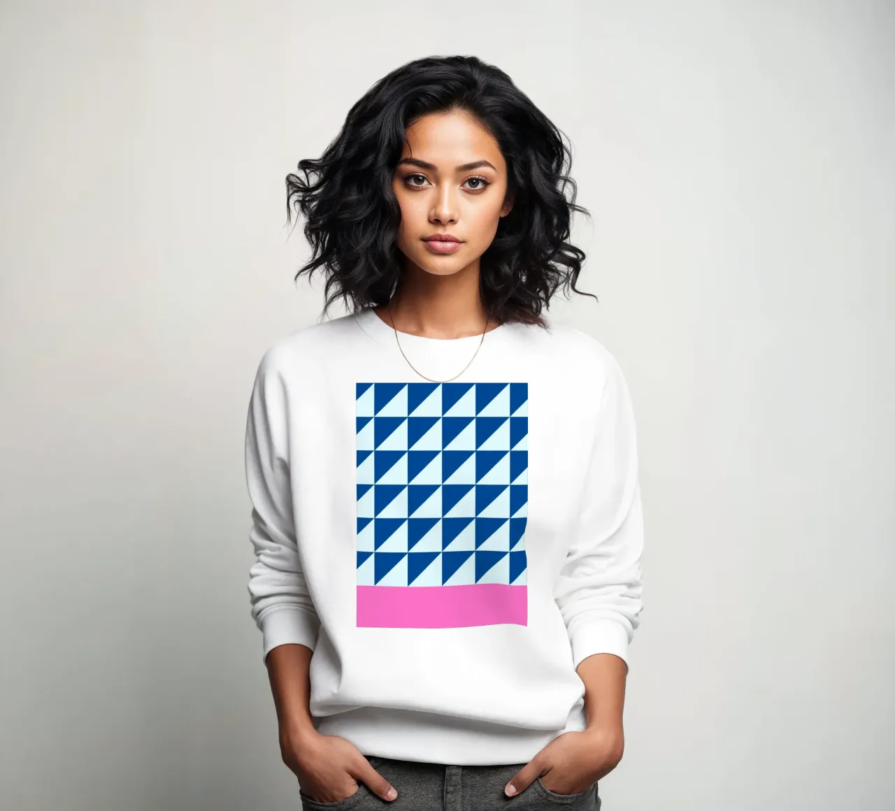 Geométrica Azul Triángulos Rosa Color Block Arte sudadera de NorwesClub