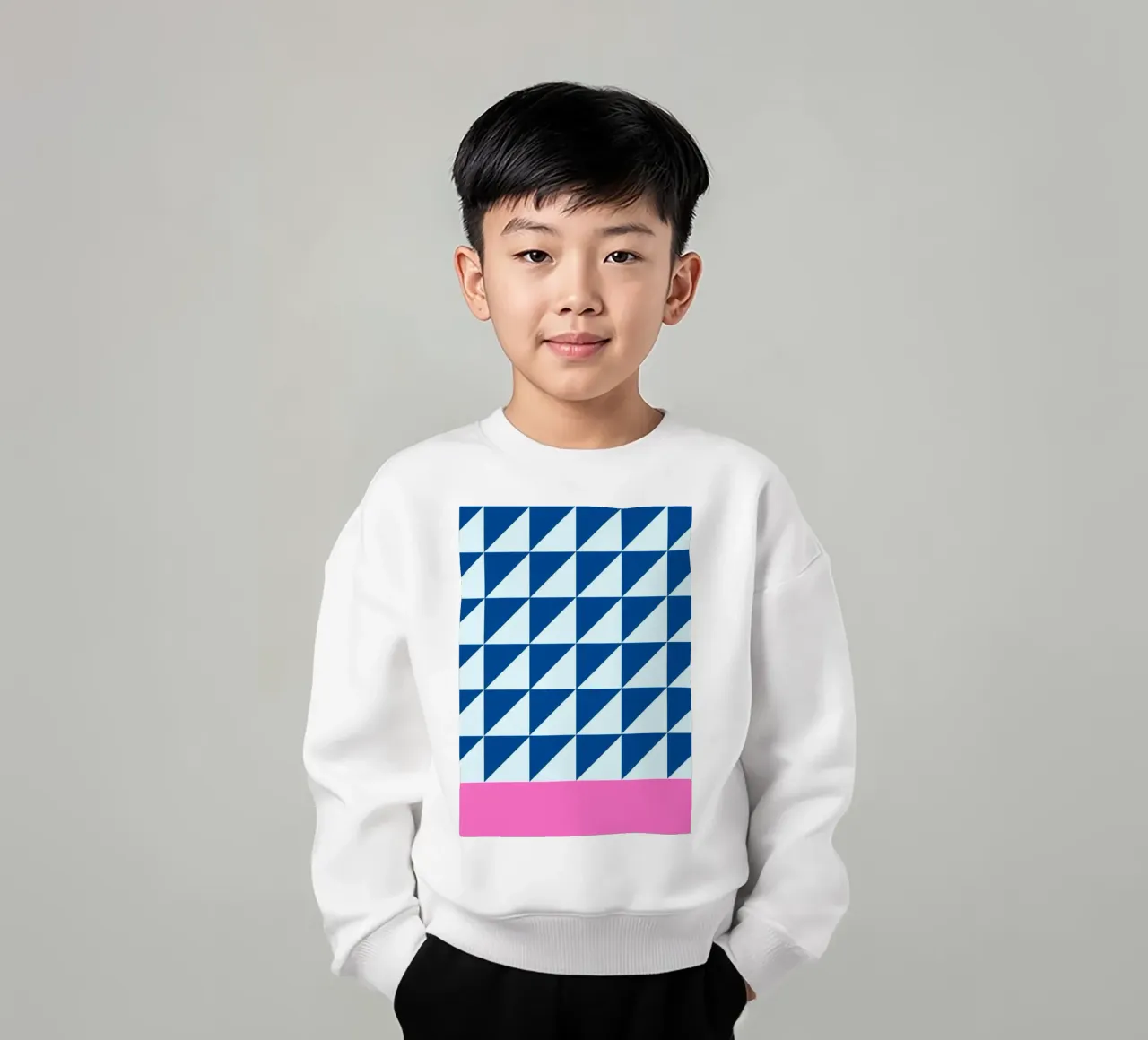 Geométrica Azul Triángulos Rosa Color Block Arte sudadera para niño de NorwesClub