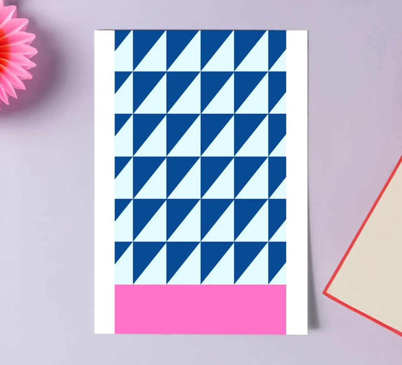 Geometric Blue Triangles Pink Color Block Art sticker sheet by NorwesClub