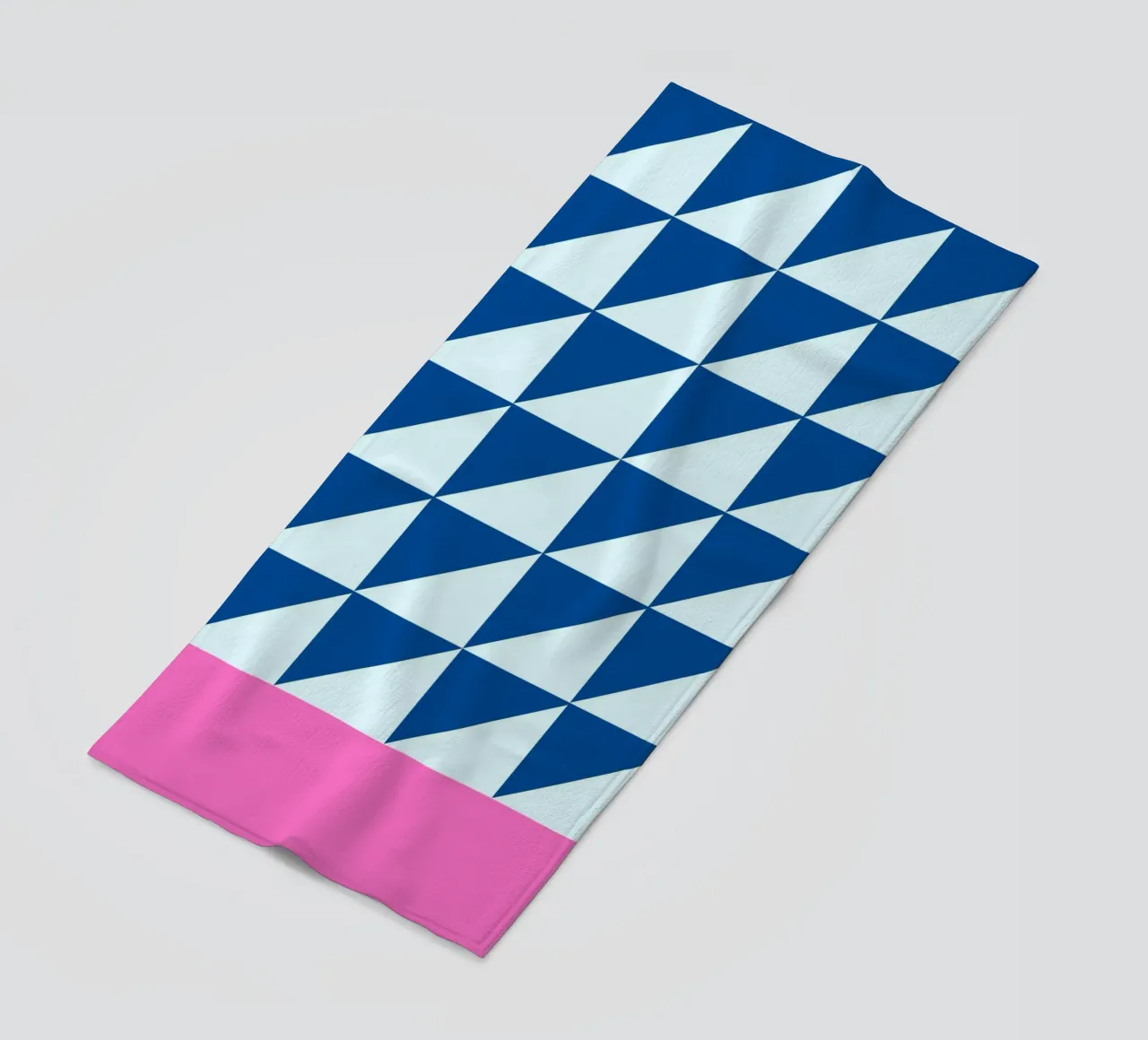 Geometric Blue Triangles Pink Color Block Art beach towel by NorwesClub