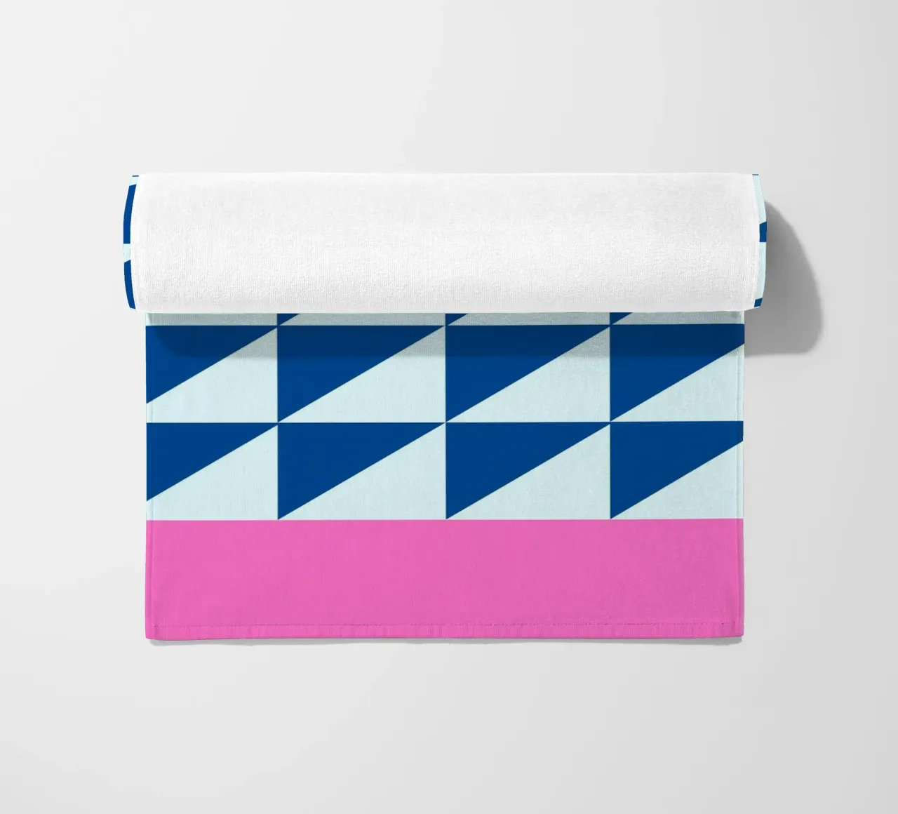 Geometric Blue Triangles Pink Color Block Art beach towel by NorwesClub