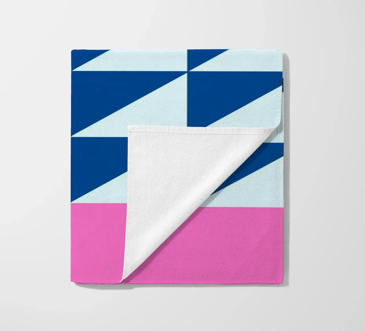 Geometric Blue Triangles Pink Color Block Art beach towel by NorwesClub