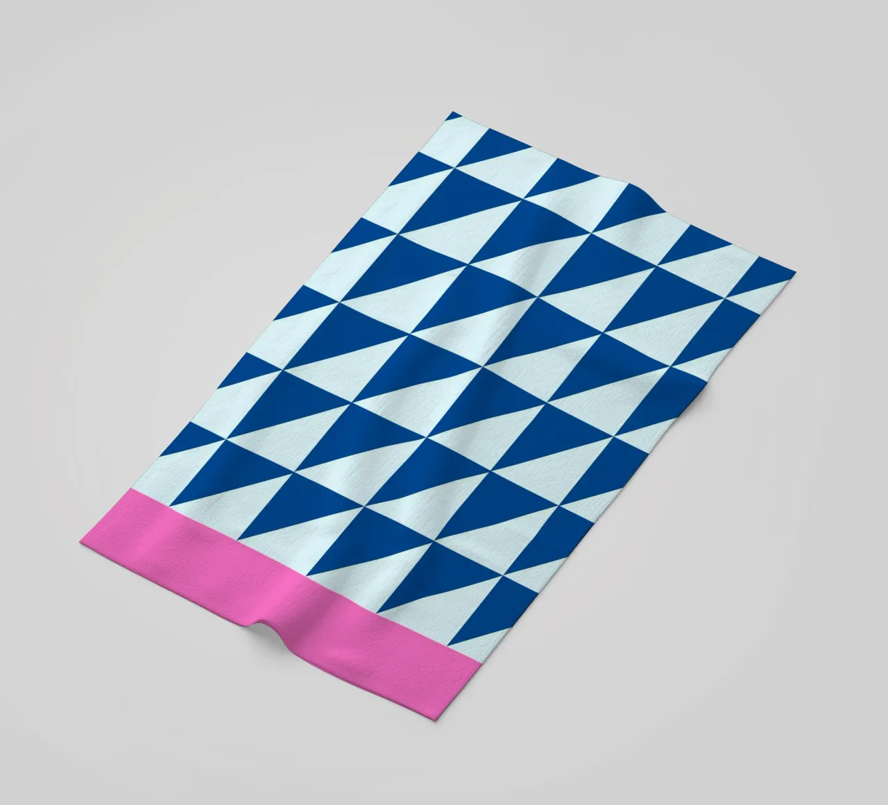 Geometric Blue Triangles Pink Color Block Art beach towel by NorwesClub