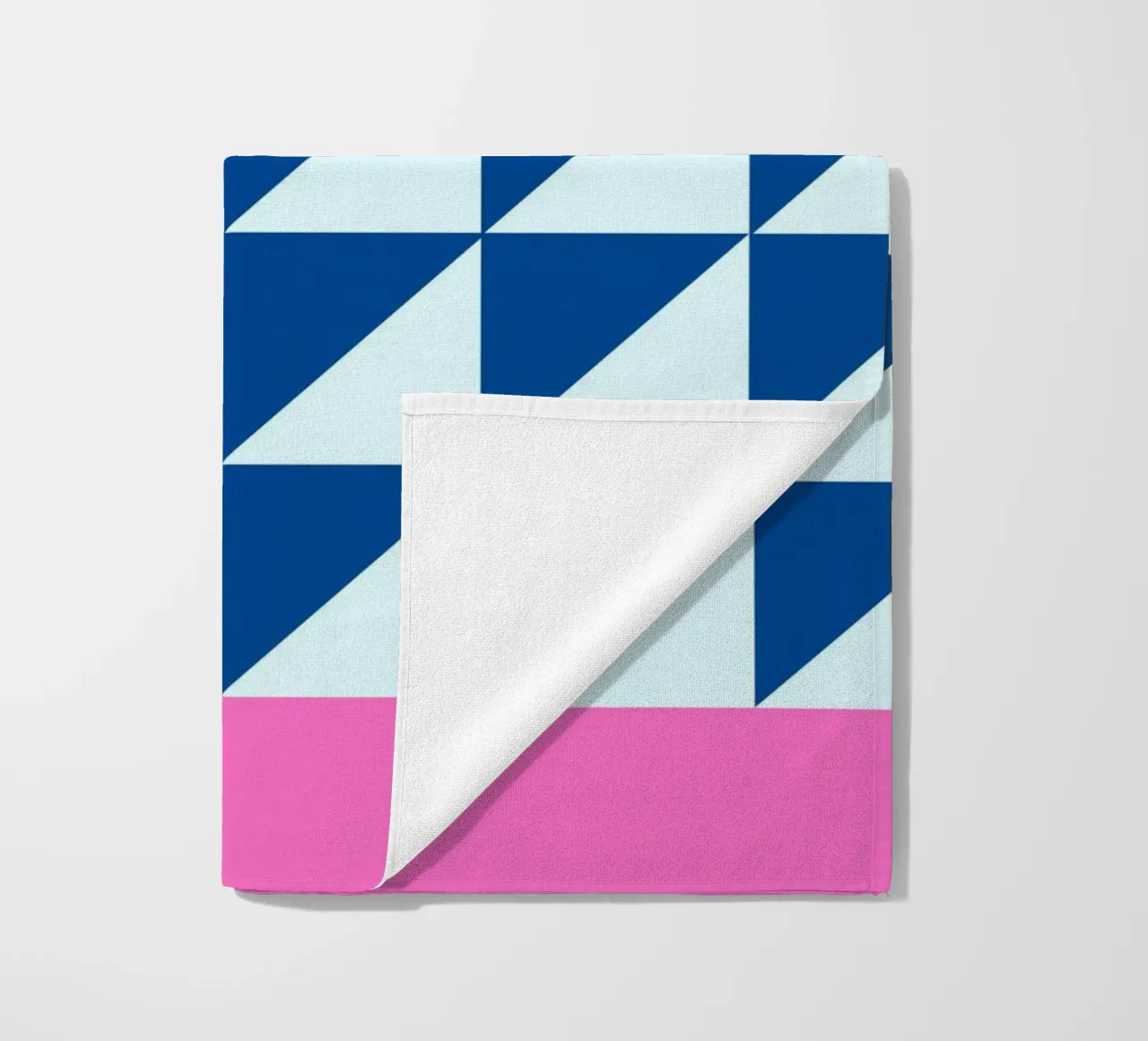 Geometric Blue Triangles Pink Color Block Art beach towel by NorwesClub