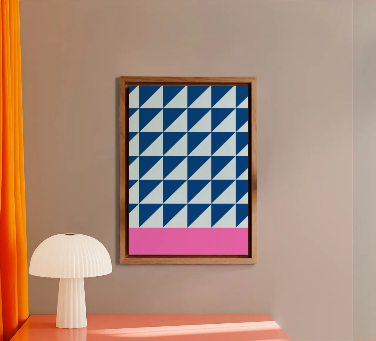 Geométrica Azul Triángulos Rosa Color Block Arte aluminio dibond de NorwesClub