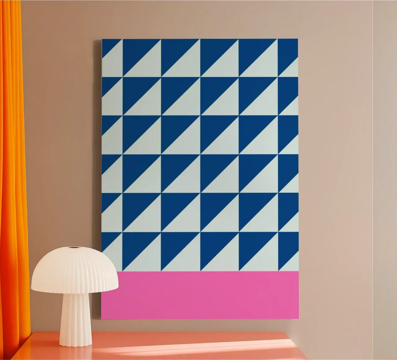 Geométrica Azul Triángulos Rosa Color Block Arte lienzo de NorwesClub