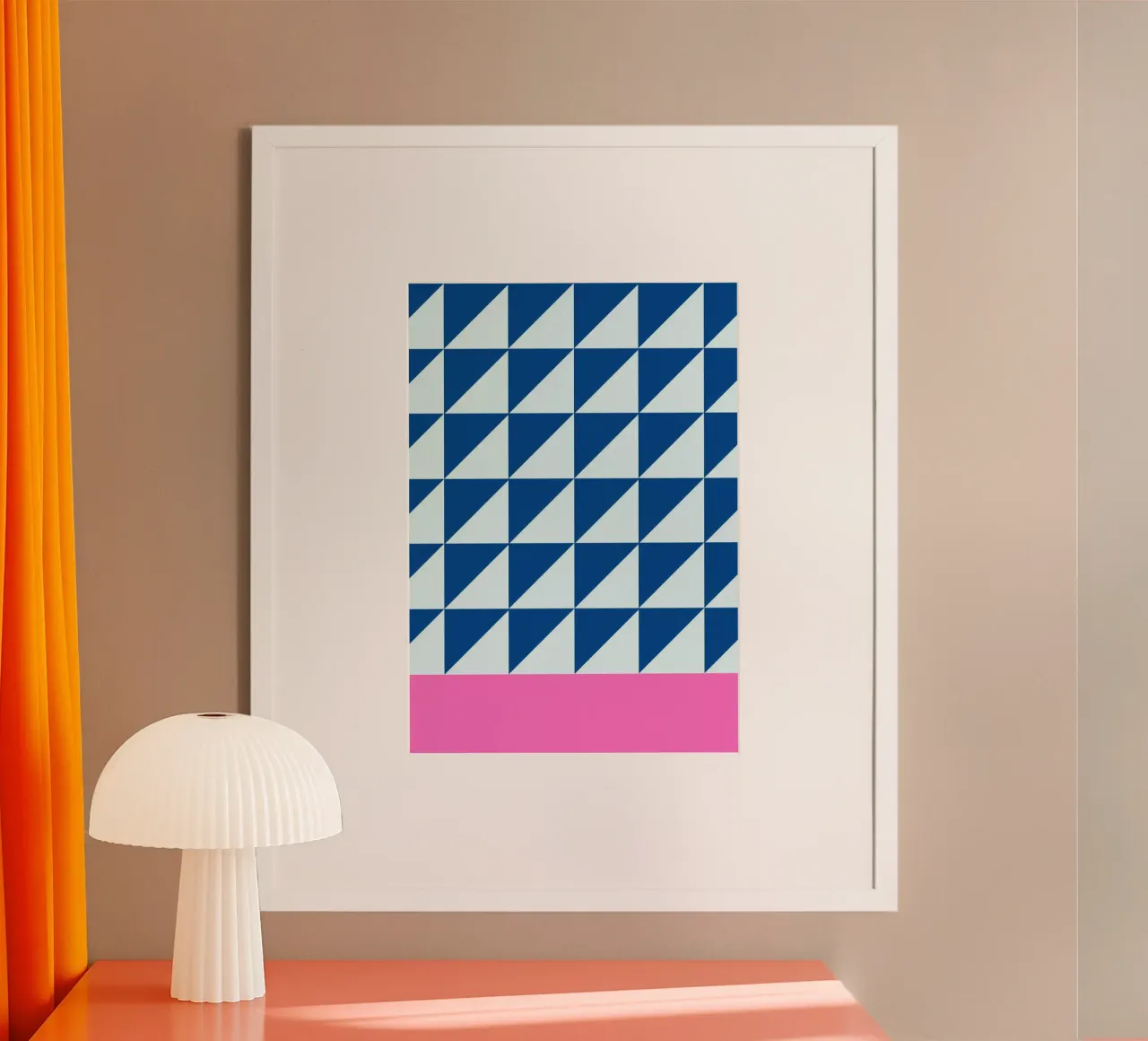 Geométrica Azul Triángulos Rosa Color Block Arte hahnemühle de NorwesClub