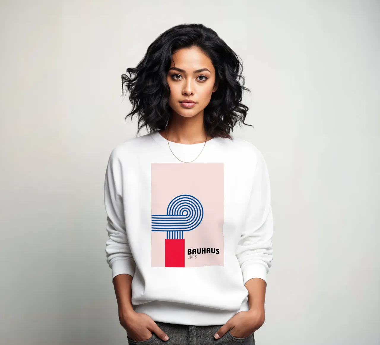 Bauhaus Style Abstract Lines Graphic Art Print Sweatshirt von NorwesClub
